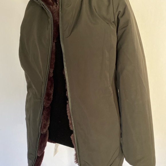 VIA SPIGA NWT Eggplant Faux Fur Reversible Jacket - Picture 7 of 11